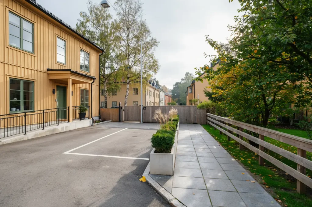 anl ggning av parkeringsyta och entr g ng vid fastighet i klosterg rden