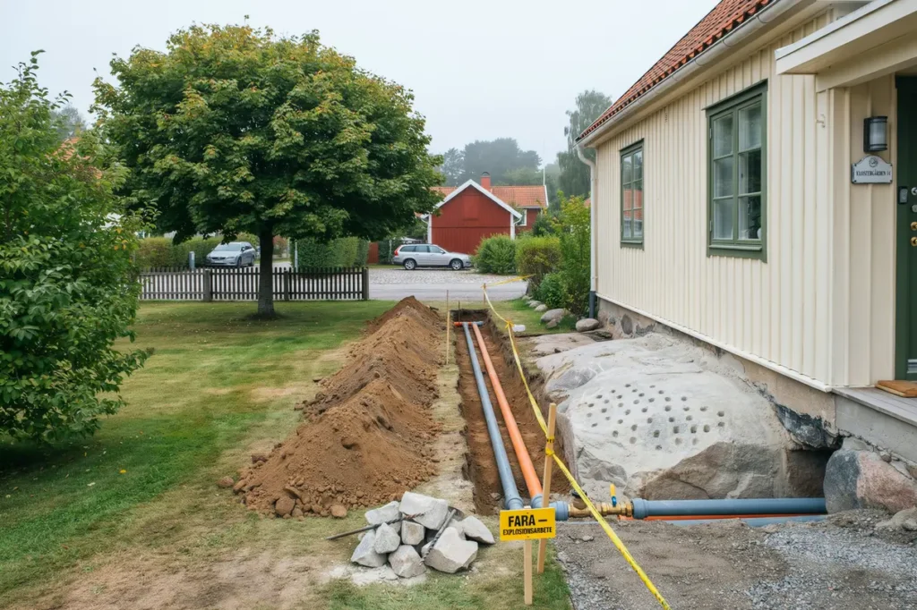 stenspr ckning och bergspr ngning f r va anslutning i klosterg rden lund